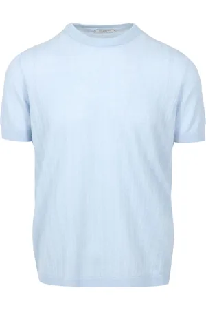 Paolo Pecora Strik, Herre, Blå, 2XL, Bomuld, Klar Blå Bomuld Crew-neck T-shirt