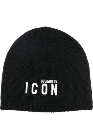 Dsquared2 Tilbehør, Herre, Sort, ONE SIZE, Uld, Sort Strikket Hat