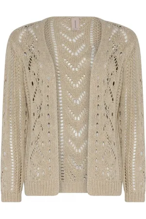 Skovhuus Strik, Dame, , XL, Bomuld, Åbenstrik V-hals Cardigan Creme
