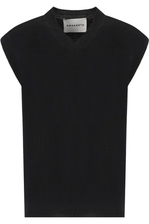AMARANTO Strik, Herre, Sort, M, Bomuld, Sleeveless Knitwear