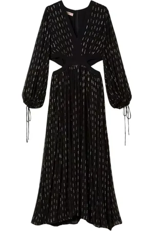 Twin-Set Kjole, Dame, Sort, M, Broderet Georgette Maxikjole