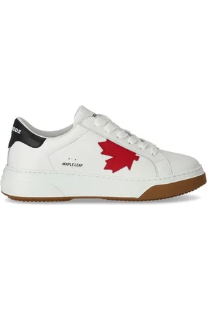 Dsquared2 Sko, Herre, Hvid, 45 EU, Læder, Hvid Maple Leaf Læder Sneaker