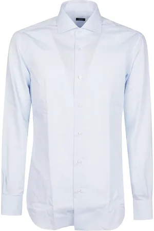 BARBA Skjorte, Herre, Hvid, 4XL, Bomuld, Blå Hals Skjorte