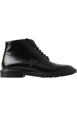 Dolce & Gabbana Sko, Herre, Sort, 39 EU, Læder, Sort Læder Snørestøvler
