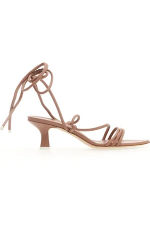 3Juin Sko, Dame, Brun, 35 EU, Læder, Ankelrem Læder Sandal 50mm Hæl