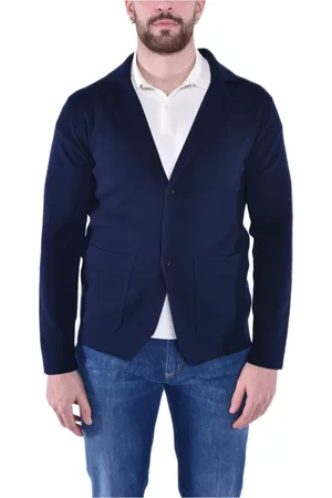 KANGRA CASHMERE Strik, Herre, Blå, M, Bomuld, Blazers