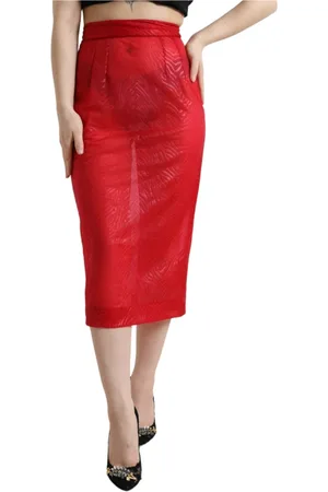 Dolce & Gabbana Nederdel, Dame, Rød, XS, Uld, Midi Skirts