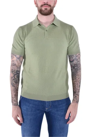 KANGRA CASHMERE Top, Herre, Grøn, S, Bomuld, Polo Bluser