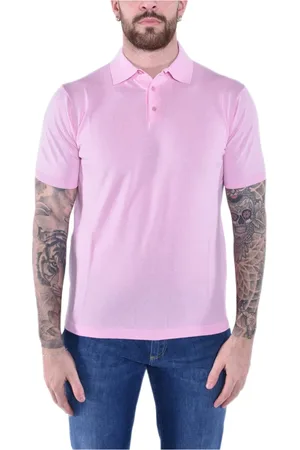 KANGRA CASHMERE Top, Herre, Lyserød, S, Bomuld, Blød Bomuld Polo Shirt Ss24