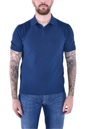 KANGRA CASHMERE Top, Herre, Blå, 5XL, Bomuld, Blød Bomuld Half Sleeve Polo Shirt