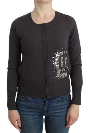 John Galliano Strik, Dame, Lilla, XS, Uld, Cardigans