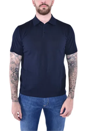 KANGRA CASHMERE Top, Herre, Blå, M, Bomuld, Polo Bluser