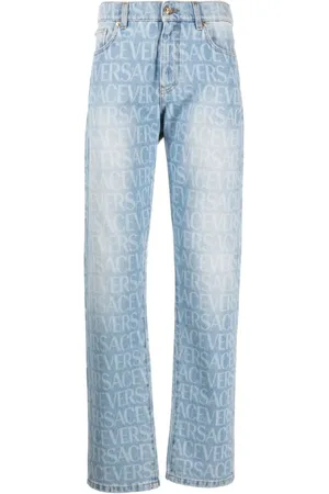 VERSACE Jeans, Herre, Blå, W33, Bomuld, Blå Jeans med Medusa Detaljer