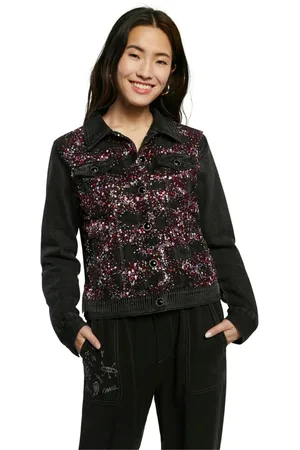 Desigual Jakke, Dame, Sort, 2XL, Denim, Denim Jakke