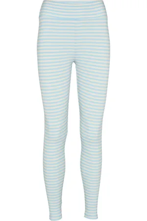 Basicapparel Bukser, Dame, Flerfarvet, S, Bomuld, Stribede e Bomuldsleggings - Luftig Blå / Birk