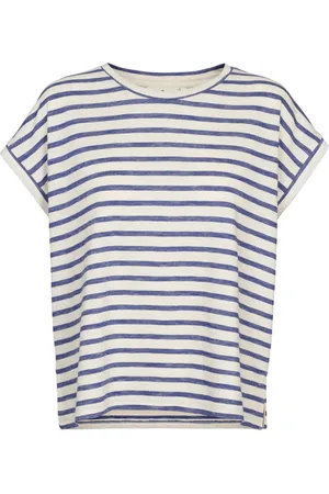 Basicapparel Top, Dame, Flerfarvet, 2XL, Bomuld, Stribet Bomulds Tee - Mary