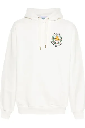 Casablanca Sweathshirts & Hoodies, Herre, Hvid, XL, Bomuld, Broderet bomuldshættetrøje