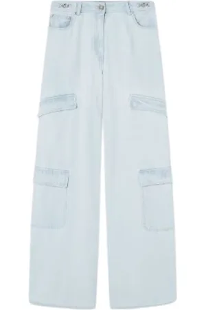 VERSACE Jeans, Dame, Blå, W27, Uld, Blå Jeans Stilfulde Denim Bukser
