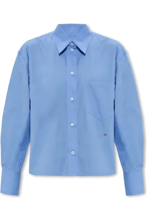 Victoria Beckham Bluser & Skjorter, Dame, Blå, S, Bomuld, Skjorte i bomuld