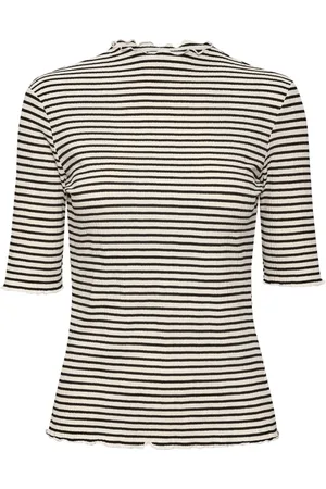 Karen by Simonsen Bluser & Skjorter, Dame, , XS, Stribet T-shirt med Rynkekanter