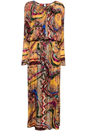 PIERRE-LOUIS MASCIA Kjole, Dame, Flerfarvet, S, Silkekjole Maxi Kjole Forhøj Dagligdags Look