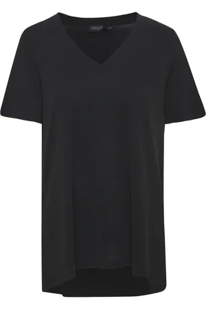 Soaked in Luxury Top, Dame, Sort, XS, Polyester, Sort Oversize T-Shirt med V-Hals