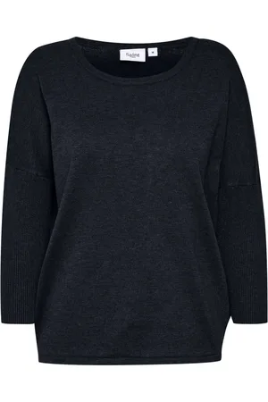 Saint Tropez Strik, Dame, Sort, 2XL, Uld, Night Sky R-Neck Pullover Strik