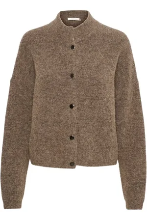 Gestuz Strik, Dame, , XS, AlphaGZ Short Cardigan - Dark Sand Melange