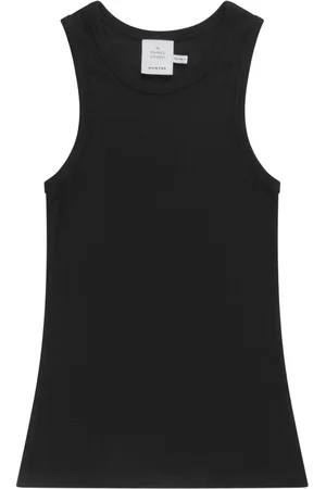 Munthe Top, Dame, Sort, S, Uld, Ribbet sort top med rund hals