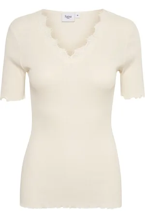 Saint Tropez Top, Dame, Hvid, M, Bomuld, Feminin Mayasz T-Shirt Top - Ice