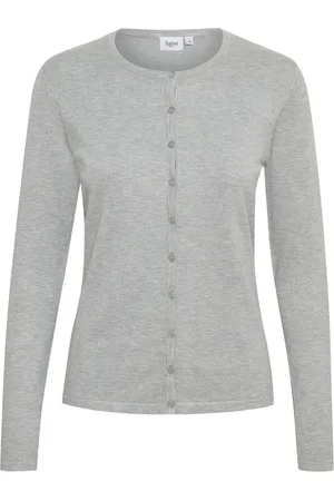 Saint Tropez Strik, Dame, Grå, S, Perlegrå Melange Cardigan