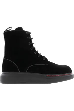 Alexander McQueen Sko, Dame, Sort, 37 EU, Velvet Lace-Up Hybrid Sneakers