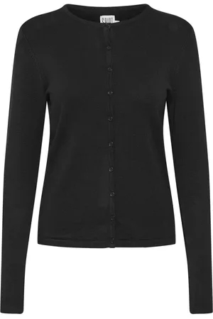 Saint Tropez Strik, Dame, Sort, S, Uld, Enkel Sort Cardigan med Knaplukning