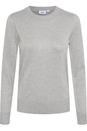 Saint Tropez Strik, Dame, Grå, 2XL, Perlegrå Mel Striktrøje
