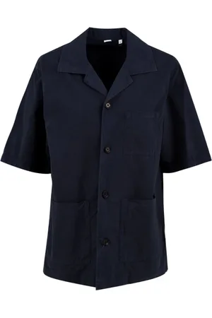 Aspesi Skjorte, Herre, Blå, L, Uld, Short Sleeve Bluser