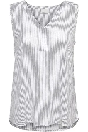 Kaffe Top, Dame, Hvid, XS, Stribet V-hals Top