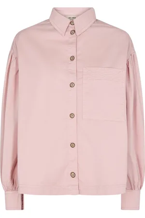 Mos Mosh Bluser & Skjorter, Dame, Lyserød, M, Bomuld, Loose-fitting Leila Lori Shirt Sølv