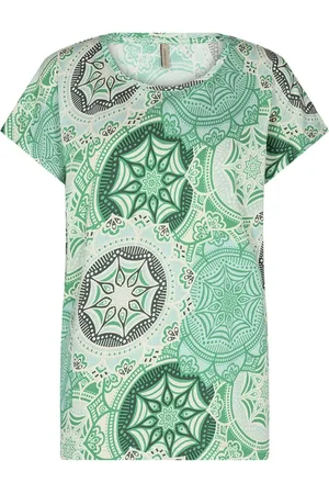 soyaconcept Top, Dame, Grøn, M, Bomuld, Felicity Aop 417 Bright T-shirt