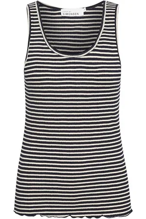 Karen by Simonsen Top, Dame, Flerfarvet, XS, Uld, Stribet Tank Top Night Sky/Egret
