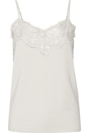 Soaked in Luxury Top, Dame, Hvid, XS, Blondekant Top Undertøj Hvid