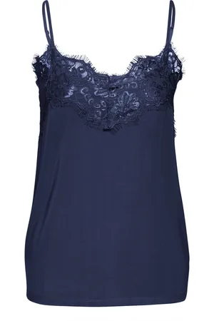Soaked in Luxury Top, Dame, Blå, L, Slclara Singlet Lingeri 30403547 Navy