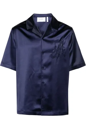 Axel Arigato Skjorte, Herre, Blå, XS, Satin, Twisted A Navy Satin Skjorte
