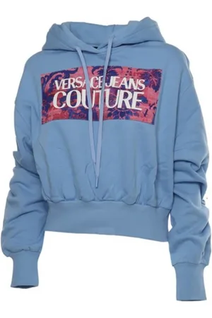 VERSACE Sweathshirts & Hoodies, Dame, Blå, S, Uld, Stilfulde Sweaters Kollektion