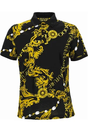 VERSACE Top, Herre, Sort, L, Barokmønster Polo Skjorte Sort