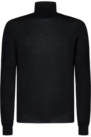 DRUMOHR Strik, Herre, Sort, M, Uld, Sort Merino Turtleneck Sweater til Mænd