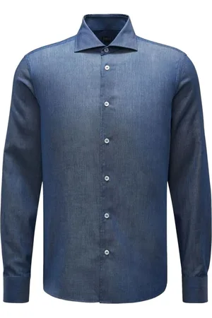 FEDELI Skjorte, Herre, Blå, M, Denim, Premium Denim Skjorte Sean Mørkeblå