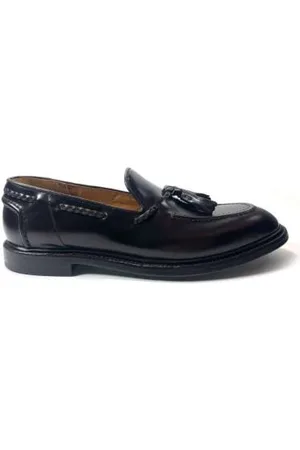 Green george Sko, Herre, Sort, 44 EU, Uld, Håndlavet Sort Kalveskind Loafer
