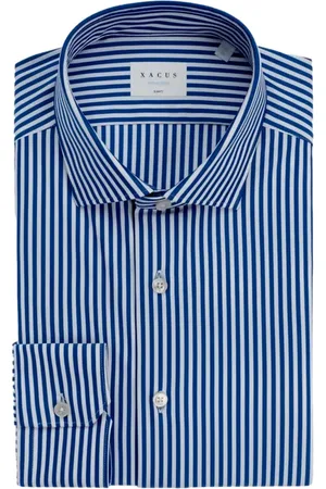 Xacus Skjorte, Herre, Blå, XL, Slim Fit Aktiv Skjorte Blå Striber
