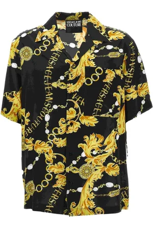 VERSACE Skjorte, Herre, Flerfarvet, M, Uld, Sort Skjorte