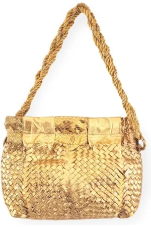 Claramonte Taske, Dame, Gul, ONE SIZE, Uld, Flettet Læder Pochette Mix Guld